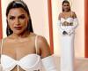Mindy Kaling wows at the Oscars 2023 in a custom white Vera Wang gown trends now