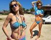 Rita Ora flashes her washboard abs in a tiny blue bikini in Dubai trends now