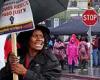 LA teachers defy the rain to descend on picket lines in three-day strike trends now