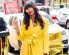 Jameela Jamil dons a vibrant yellow dressing gown-style dress in New York City trends now