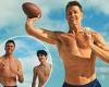 sport news Tom Brady goes shirtless for a game of beach football with his son Jack and ... trends now
