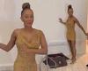 Mel B puts on a very leggy display in a sparkling gold mini dress trends now