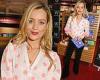 Laura Whitmore nails boho chic in a white broderie anglaise top and flares at a ... trends now