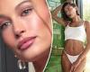 Hailey Bieber bares sculpted midriff and endless legs in bikini as she plugs ... trends now