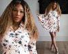 Pregnant Serena Williams shows off her bump in peachy mini dress trends now