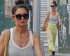 Katie Holmes opts for a casual cool look in a white tank top as she steps out ... trends now