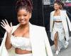 Halle Bailey stuns in white crop top and matching skirt as she promotes The ... trends now