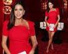 Lisa Snowdon puts on a leggy display in a thigh-skimming red mini dress at ... trends now