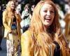 Blake Lively flashes a wide smile while filming a scene for It Ends With Us in ... trends now