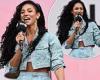 Vick Hope commands attention in a diamante double denim co-ord at BBC Radio 1's ... trends now