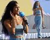 Vick Hope flashes her toned midriff in diamond double denim co-ord at BBC ... trends now