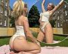 Lottie Moss puts on a VERY cheeky display in white ruffled bikini for a slew of ... trends now