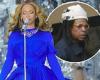 Beyonce looks glamorous in a blue mesh gown on stage in London trends now