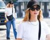 Jennifer Lawrence cuts a casual figure in white tee and jeans with a baseball ... trends now