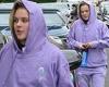 JoJo Siwa rocks purple hoodie and sweatpants while walking to her custom car ... trends now