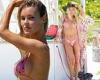 Joy Corrigan shows off her curves in floral pink string bikini as she enjoys ... trends now