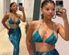 Halle Bailey channels Ariel from her film The Little Mermaid in her blue bikini ... trends now