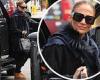 Jennifer Lopez looks casual in a black sweatshirt and joggers as she arrives at ... trends now