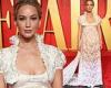 Jennifer Lawrence looks ethereal in white lace gown and matching cropped jacket ... trends now