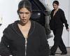 Kourtney Kardashian keeps it casual in a zip-up hoodie and oversized sweatpants ... trends now