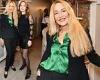 Jerry Hall exudes elegance in green satin shirt as she supports her stylish ... trends now