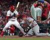 sport news Phillies catcher J.T. Realmuto takes a wild pitch to the THROAT in 3-0 loss to ... trends now