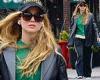 Jennifer Lawrence keeps it casual in a black leather blazer, track pants and ... trends now