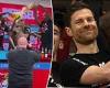 sport news Xabi Alonso is covered in beer as his jubilant Bayer Leverkusen players ... trends now