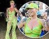 Amber Rose stands out in bright green jumpsuit with plunging neckline while ... trends now