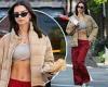 Emily Ratajkowski showcases her toned abs in a crop top under a puffy jacket as ... trends now