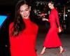 Karlie Kloss exudes confidence in a bold red midaxi dress as she attends ... trends now