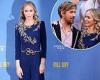 Emily Blunt cuts a chic figure in a navy and gold embroidered jumpsuit as she ... trends now