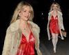 Lottie Moss puts on a racy display in red lingerie and a faux fur coat for a ... trends now