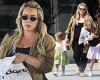 Pregnant Hilary Duff holds hands with daughters Banks, 5, and Mae, 3, during ... trends now