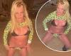 Britney Spears shows off her sculpted abs in a skimpy lopard print bikini in ... trends now
