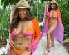 Charlotte Dawson shows off her figure in a stunning orange and pink bikini set ... trends now