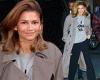 Zendaya puts on a casual display in oversize trench coat and baggy gray T-Shirt ... trends now