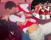 sport news Arsenal lovebirds go viral as they get caught up in the moment celebrating 5-0 ... trends now