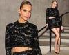 Poppy Delevingne puts on a very leggy display in a racy black lace crop top and ... trends now