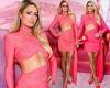 Paris Hilton flashes her toned midriff and bronzed legs in a racy pink cut-out ... trends now