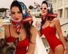 Keleigh Teller shows off her figure in a fire-engine red swimsuit as husband ... trends now