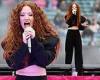 Jess Glynne showcases her figure in black crop top as she performs at The ... trends now