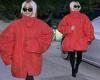 Kim Kardashian dons a stylish oversized red coat and shows off her new blonde ... trends now