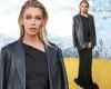 Stella Maxwell looks sleek in a black gown and leather blazer as she attends ... trends now