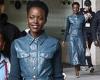 Lupita Nyong'o looks incredible in a stylish blue leather dress as she promotes ... trends now