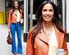 Padma Lakshmi looks stylish in flared jeans and a leather motorcycle jacket as ... trends now