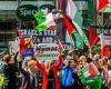 Pro-Israel protesters unfurl 'Hamas are terrorists' banners as they confront ... trends now