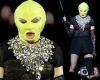 Madonna dons green balaclava mask and classic Material Girl garb for soundcheck ... trends now