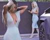 Kim Kardashian shows off her curves in plunging dress as she steps out of her ... trends now