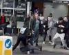 Moment huge street brawl explodes between groups of men, spilling out into the ... trends now